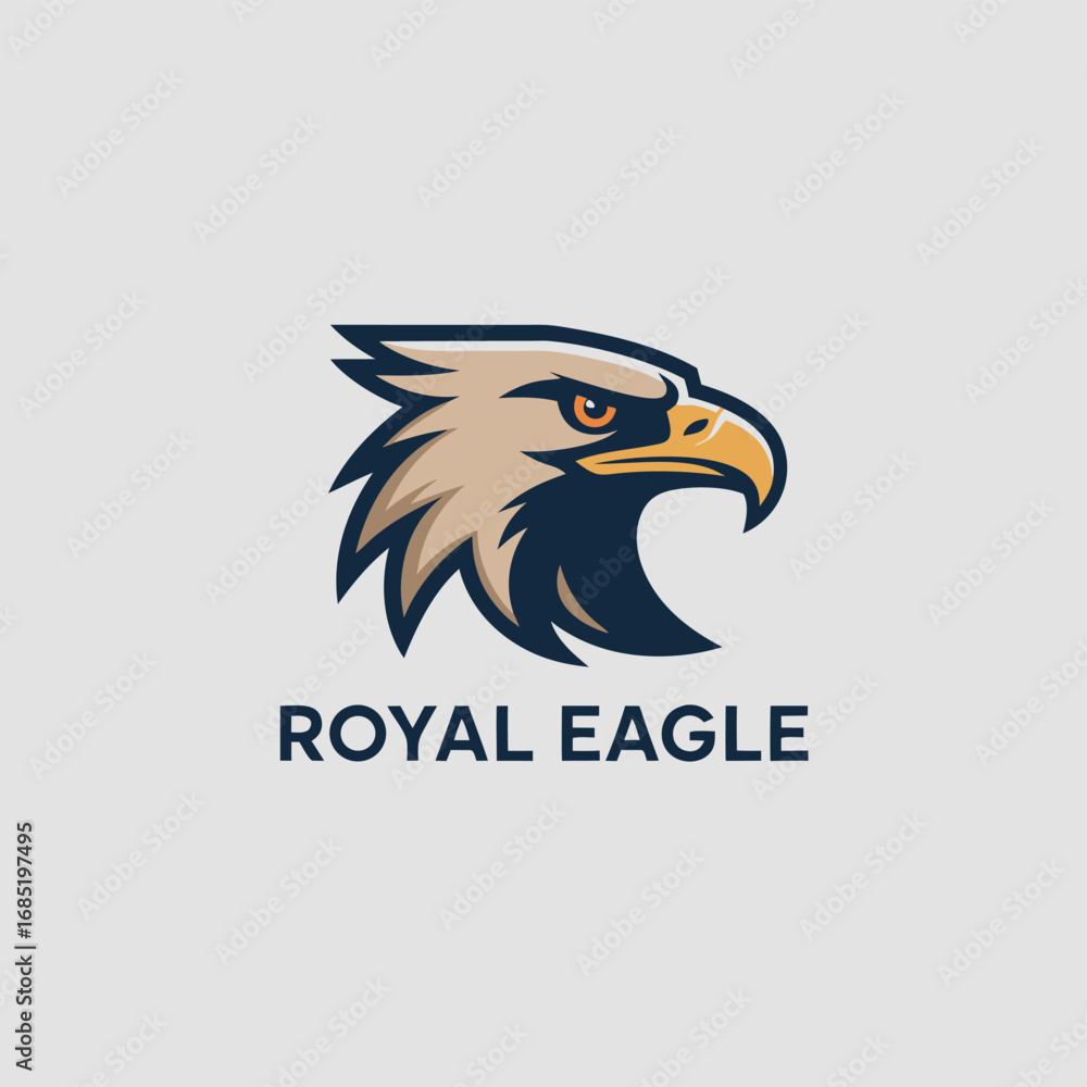 Obraz premium Illustration of a royal eagle head logo, a symbol of strength, power, and freedom, perfect for branding and corporate identity design