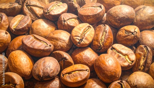 Roasted coffee beans close-up