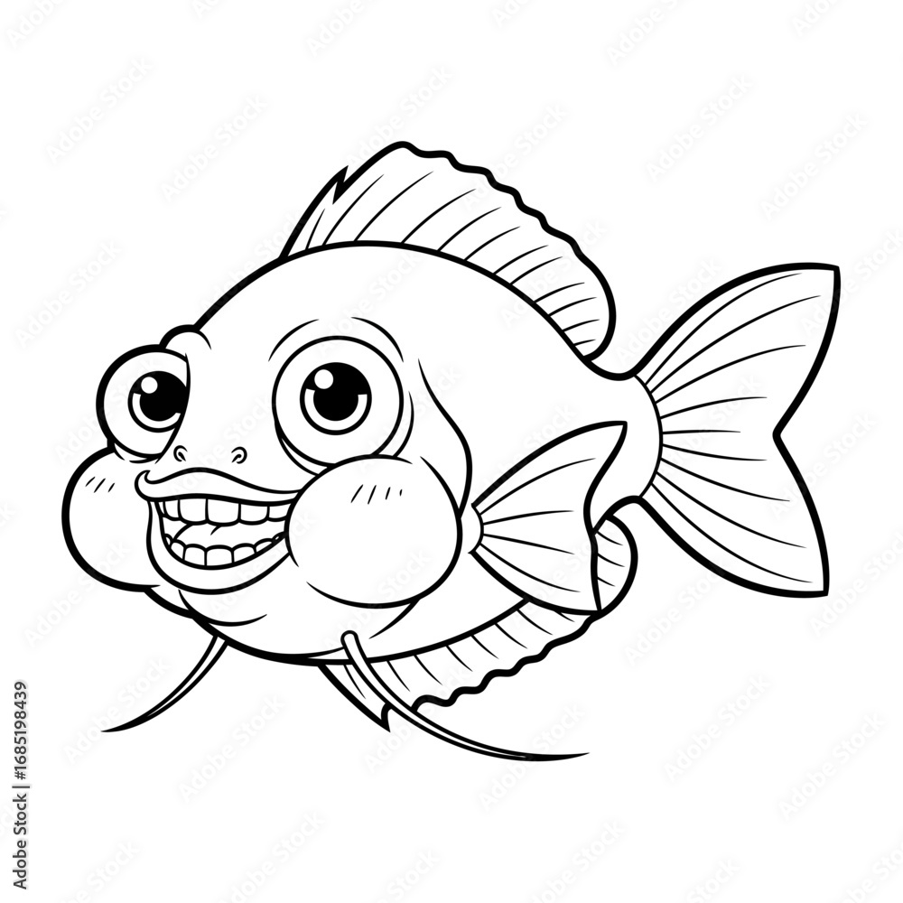 Obraz premium Cute Anime Style Asian Gourami Coloring Page for Children Learning About Fish