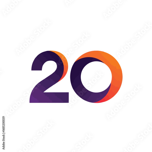 Vector art of marking two decades of success with a vibrant 20 design, , symbolizing a significant anniversary and longterm achievement