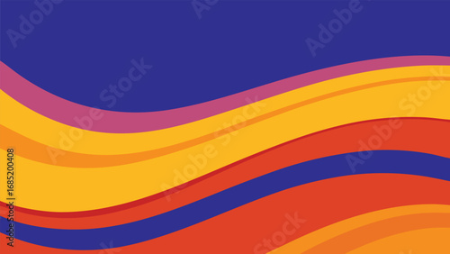 Abstract Colorful Wavy Lines Background With Blue Purple Orange And Red Hues wave