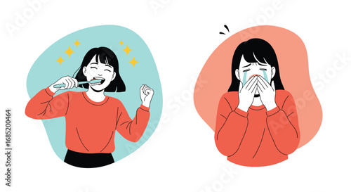 Illustrating oral hygiene practices and the discomfort of allergies