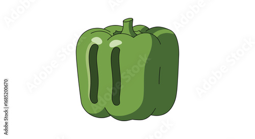 Green bell pepper with number eleven inside vector illustration for healthy eating and cooking content