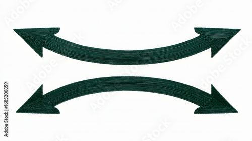 Two Green Curved Arrows Pointing in Opposite Directions