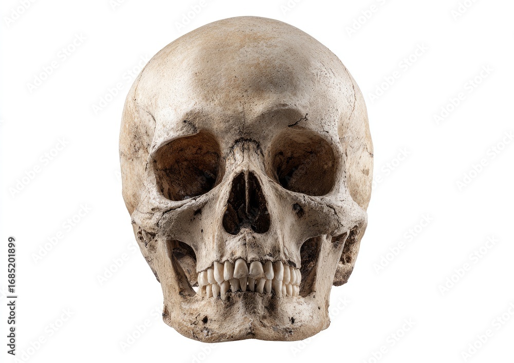 Obraz premium Close-up of a human skull, front view