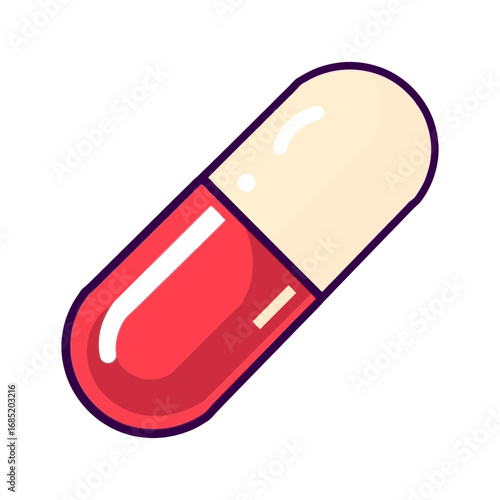 Vibrant red and cream capsule pill for health and wellness solutions, remedies, and pharmaceutical needs