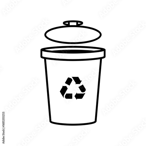 Recycle bin icon with open lid for waste management and environmental awareness concepts