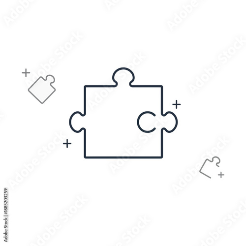 Modern puzzle piece icon representing connection, solutions, and strategic thinking for business success