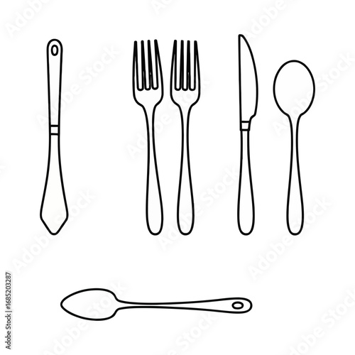 Elegant place setting outline offers a clean modern look for menus and restaurant graphics