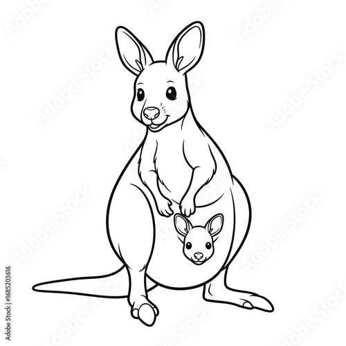 Cute Anime Style Australian Wallaby Coloring Page for Children Discovering Australian Wildlife