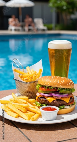 プールサイドの贅沢ランチ