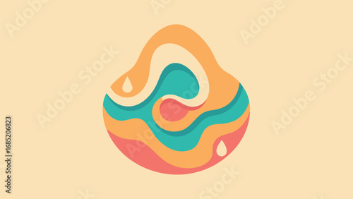 Abstract Organic Shape with Water Droplets in Pastel Tones Keywords: abstract, organic, shape, fluid, liquid, water, droplet, pastel, background, cream, peach, teal, coral, orange, pink, modern