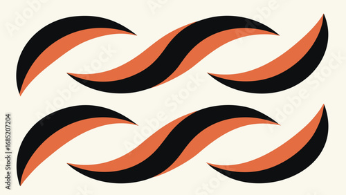 Abstract Organic Shapes in Black and Orange on a Light Cream Background vector illustration