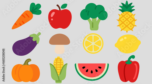 Vibrant collection of fresh, healthy fruits and vegetables perfect for nutritional guides, cooking, and healthy living content