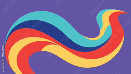Abstract Swirling Waves of Color on Purple Background curves flowing