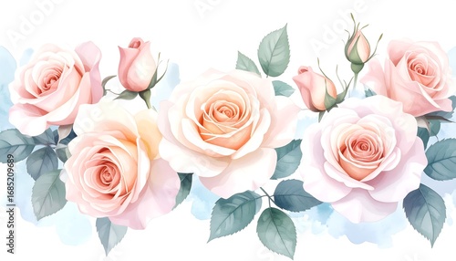 Roses in watercolor style.