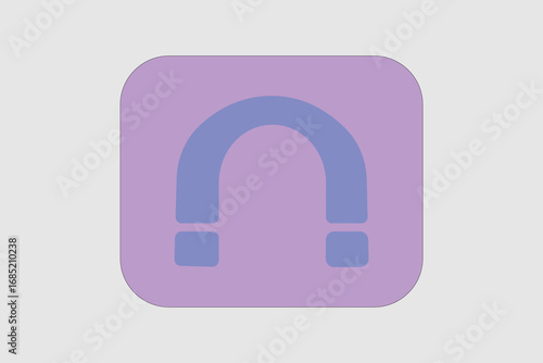 The image shows a simple flat-style illustration of a horseshoe magnet. The magnet is depicted in a bluish color with its classic U-shape