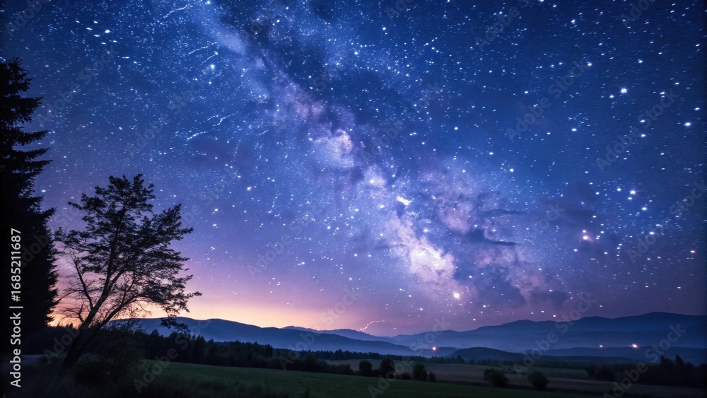 Fototapeta premium Milky Way Over Tranquil Mountains at Night