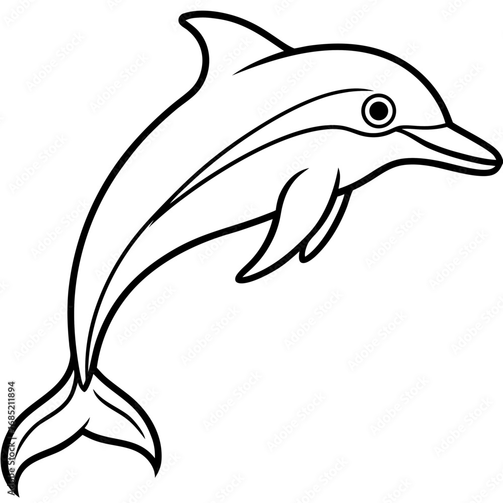 Fototapeta premium Dolphin Line Art Illustration Vector