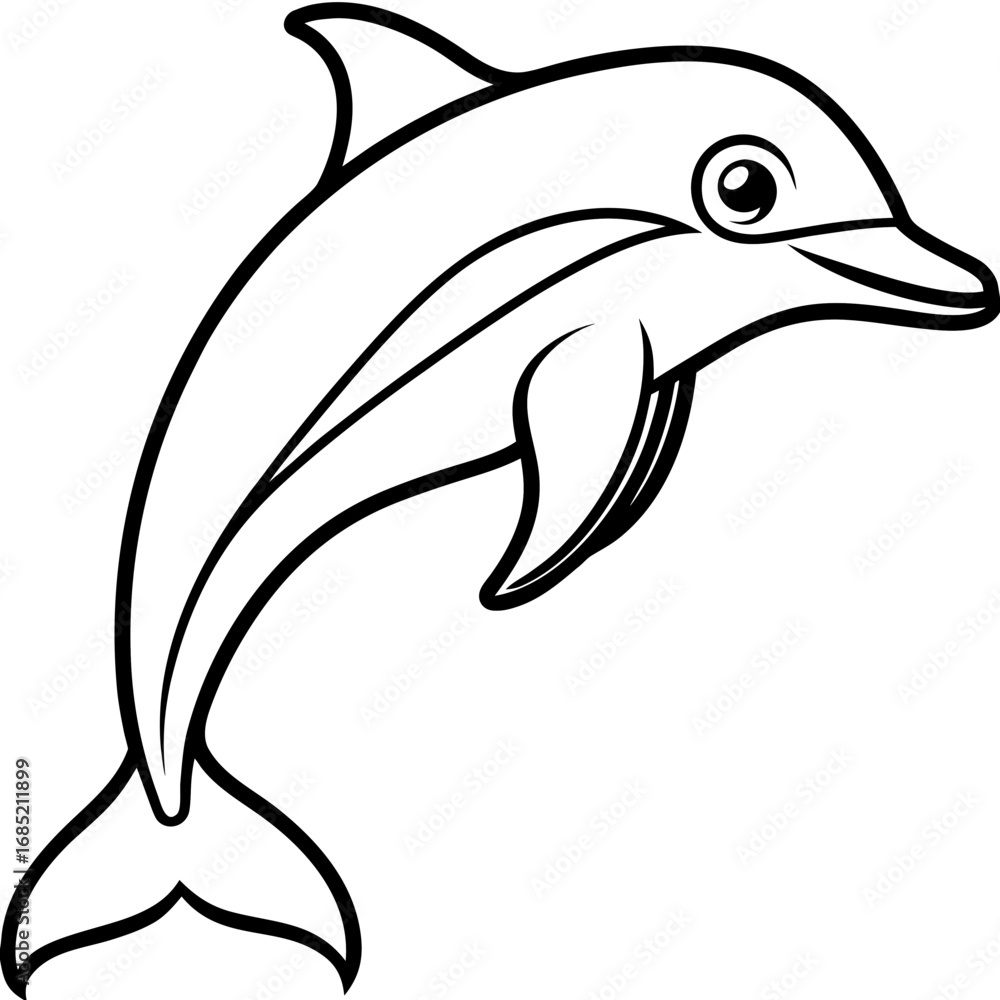 Naklejka premium Dolphin Line Art Illustration Vector