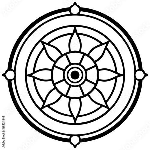 Sacred Dharma Wheel Vector Art
