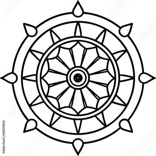 Sacred Dharma Wheel Vector Art