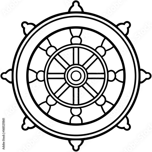 Sacred Dharma Wheel Vector Art
