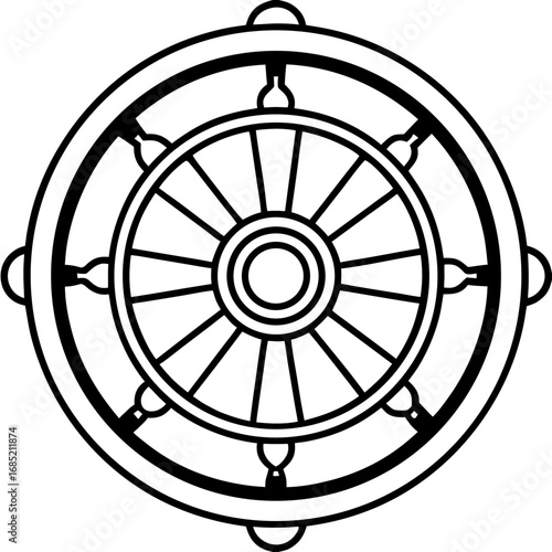 Sacred Dharma Wheel Vector Art