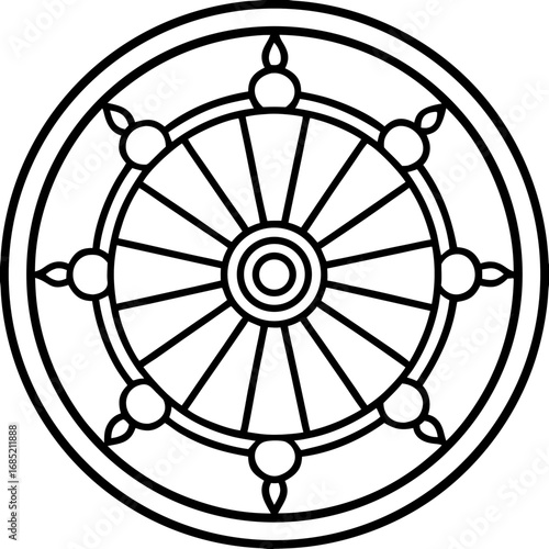 Sacred Dharma Wheel Vector Art