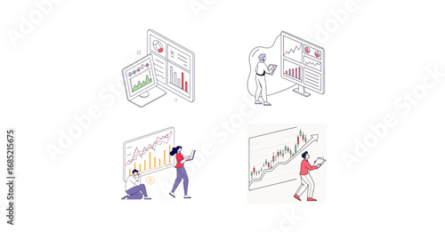 Vector trading chart  Crypto market trend chart forex dashboard Financial data graph trading screen
