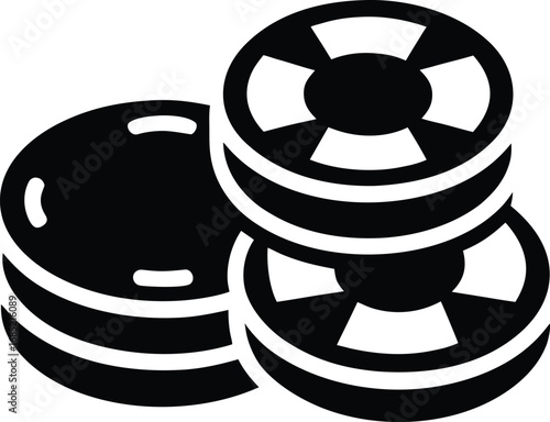 Set of 3 poker chip icons vector