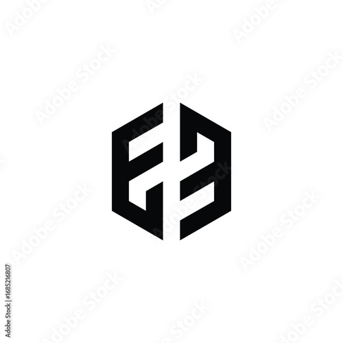 Letter E number 3 hexagon, technology geometric symbol simple logo vector