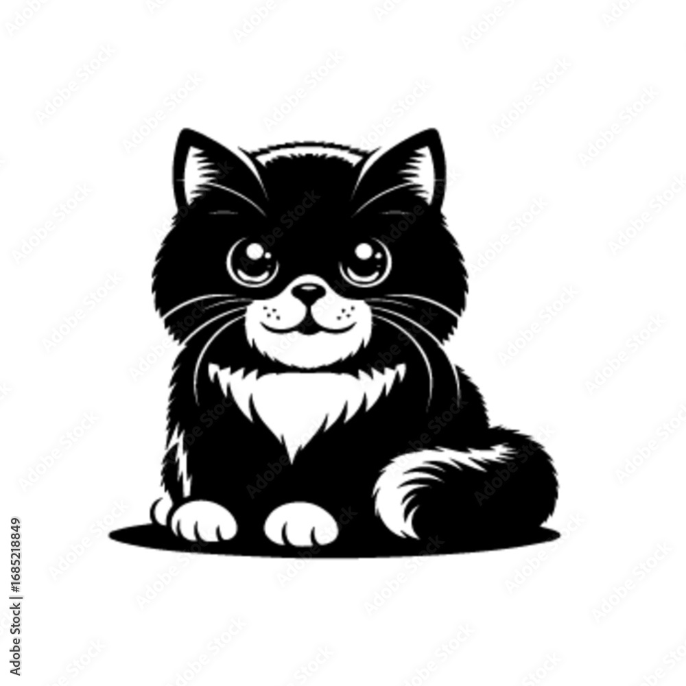 Obraz premium Elegant Cute Cat Vector Illustration – Adorable Feline Pet Artwork