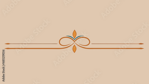 Decorative horizontal line ornament with central flourish on beige background vector illustration
