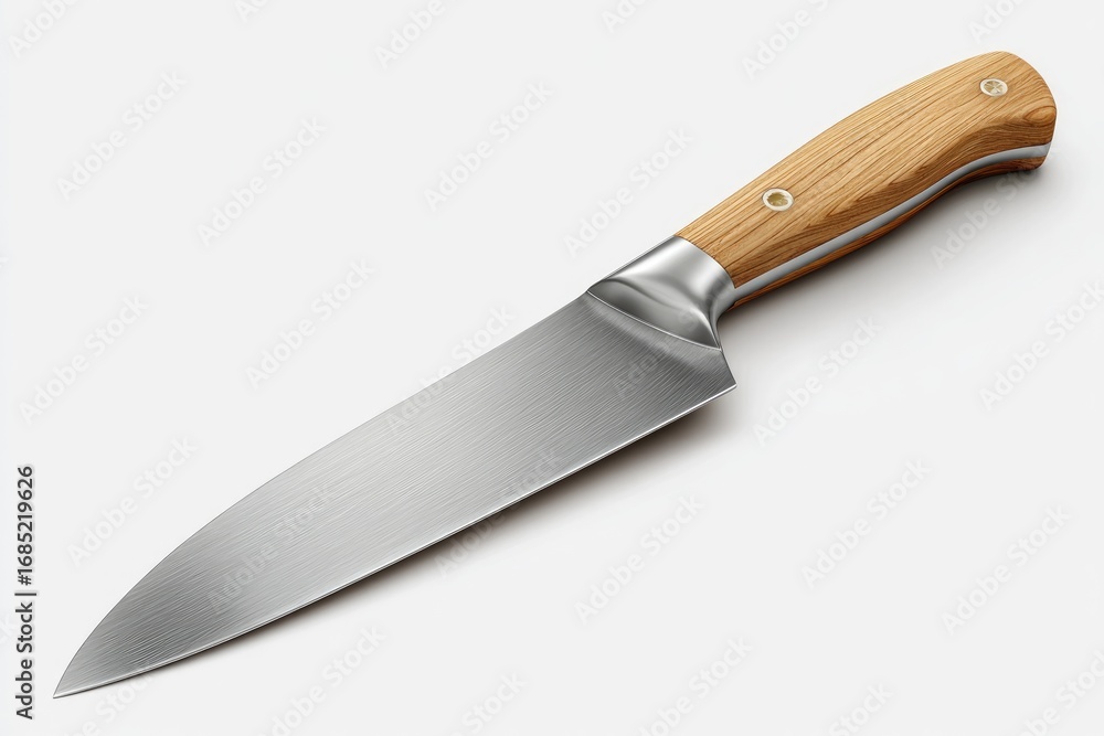 Fototapeta premium Sharp chef's knife, light wood handle