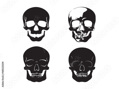 Creative Skull Icon Collection in Bold Silhouette Vector Illustration