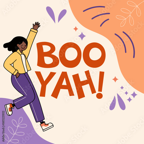 Excited boo yah celebration graphic with bold typography