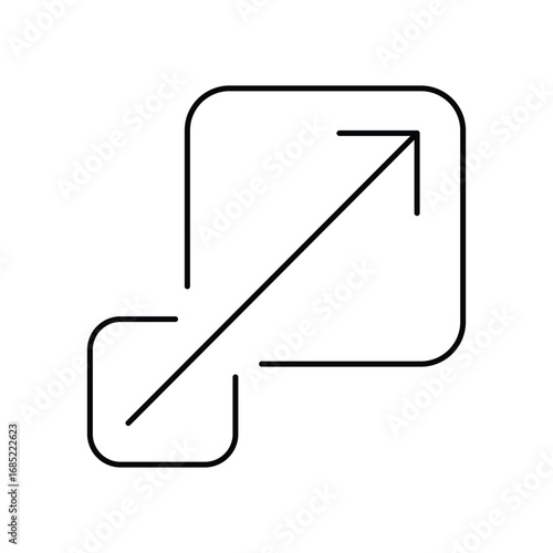 Expand icon representing resizing isolated on white background. resize, enlarge, increase, zoom, scale, size, dimension, proportion, ratio, magnitude, extent,   symbol.