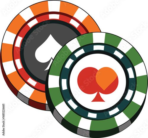 Set of 2 casino poker chips vector