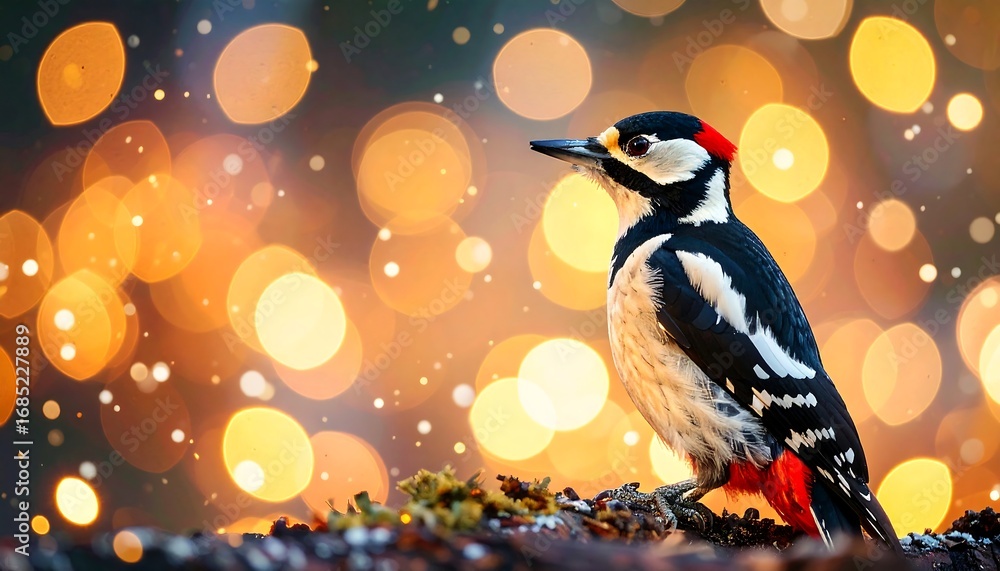 Obraz premium Woodpecker in bokeh background