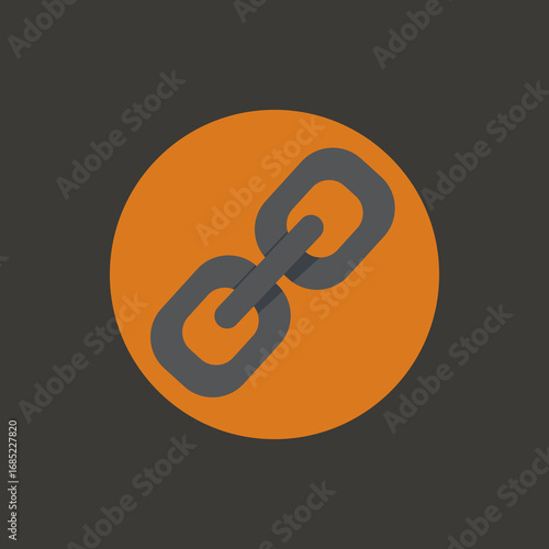 Flat vector illustration of a chain link. Represents connection, bond, and relationship.