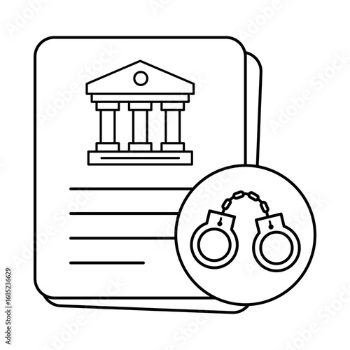 Court Warrant Icon | Police Notice Vector | Authority Symbol Line Art with editable stroke.