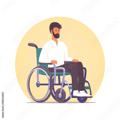 Young man sitting in wheelchair