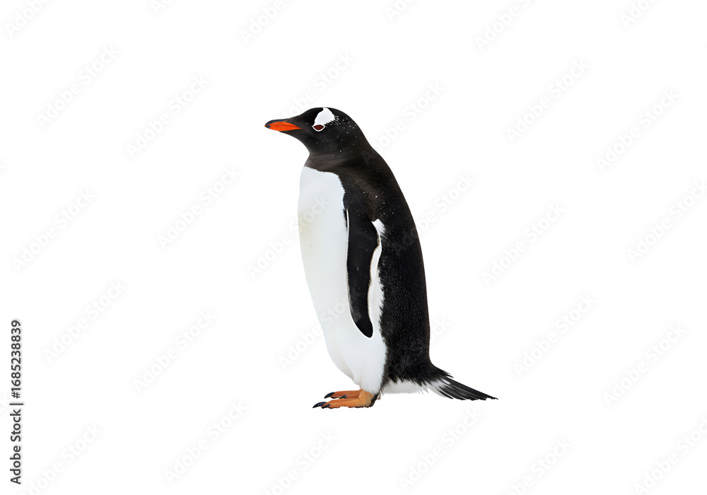 Fototapeta premium Gentoo Penguin: Antarctic Wildlife Photography on white background