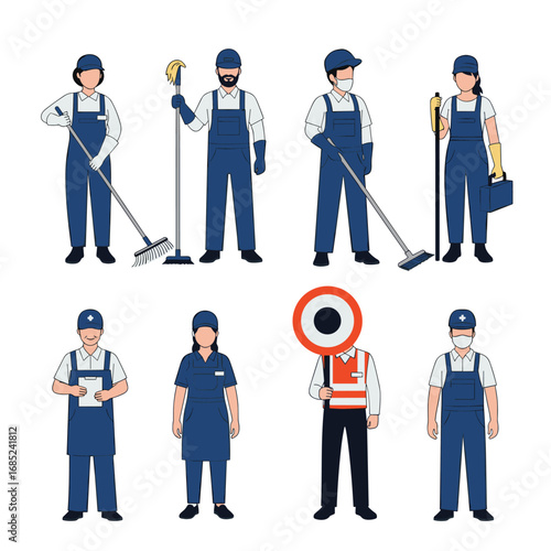 Professional cleaning crew providing janitorial services for businesses offices buildings