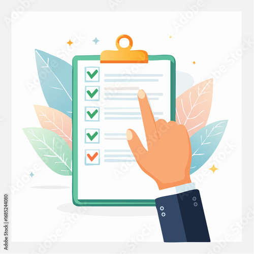 Hand Pointing Checklist With Check Marks