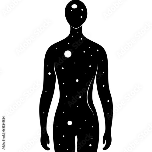 Galaxy Double Exposure Human Body Silhouette Vector 
