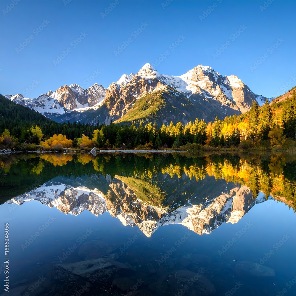 Obraz premium Serene mountain lake at dawn (4)