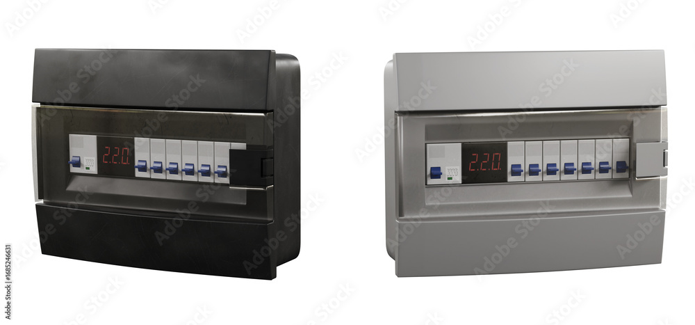 Fototapeta premium electrical circuit breaker panel isolated on white