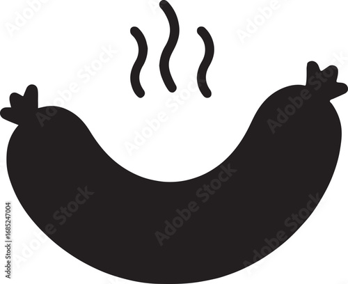 Simple sausage silhouette vector illustration, perfect for food, BBQ, and culinary designs.